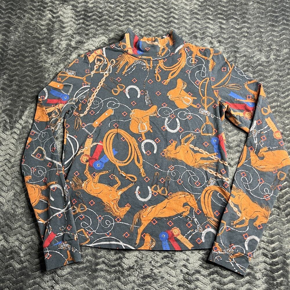 Women’s S Anthropologie Long Sleeve Equestrian Pattern Horseback Riding Top